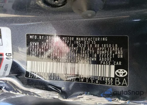 2015 Toyota Corolla L из США, поврежденный, VIN 5YFBURHE4FP281686